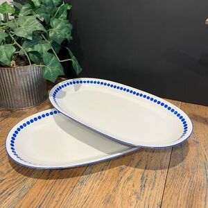 Set of 2 Polka dot Nortland service oval plate,
Blue dot